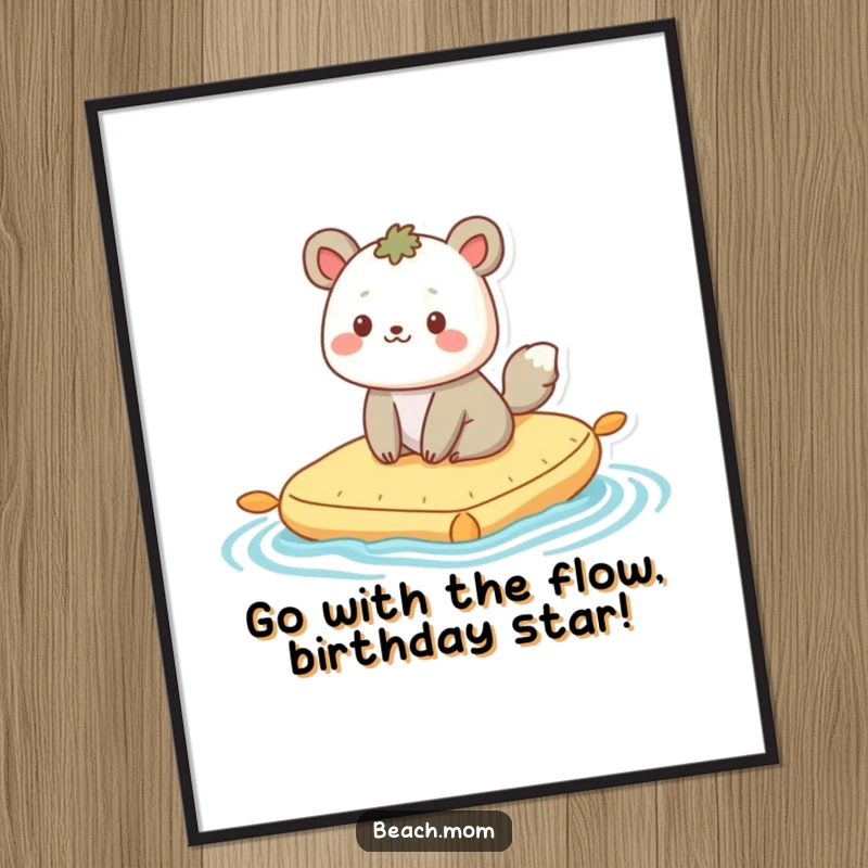 Funny Free Printable Wall Art: Content animal floating peacefully on a raft, enjoying the gentle bobbing. Relaxing downloadable art.