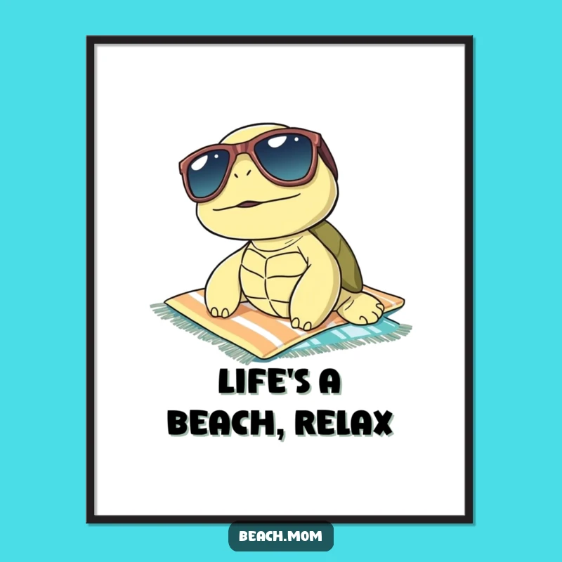 Free Printable Turtle Wall Art: Funny Lounger Downloadable Decor