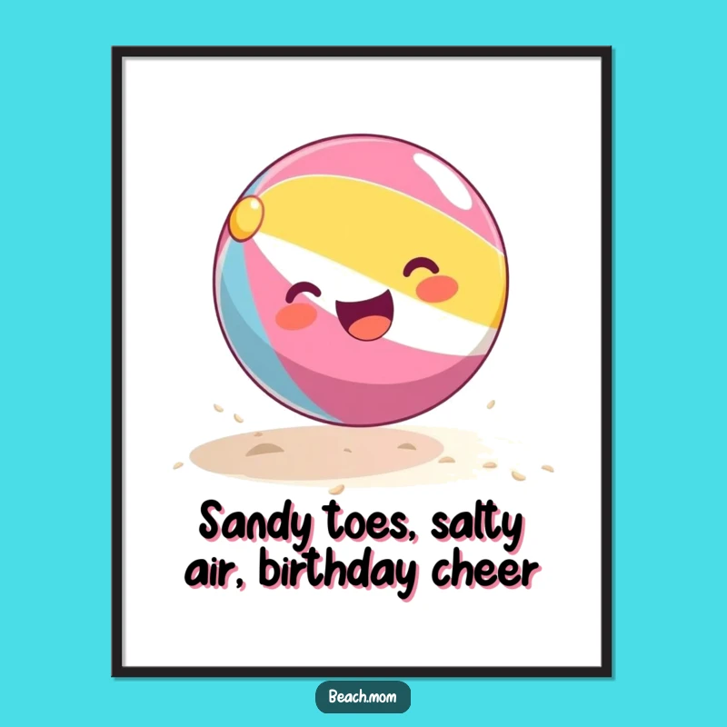 Funny Free Printable Wall Art: Joyful Beach Ball Bouncing Downloadable Decor
