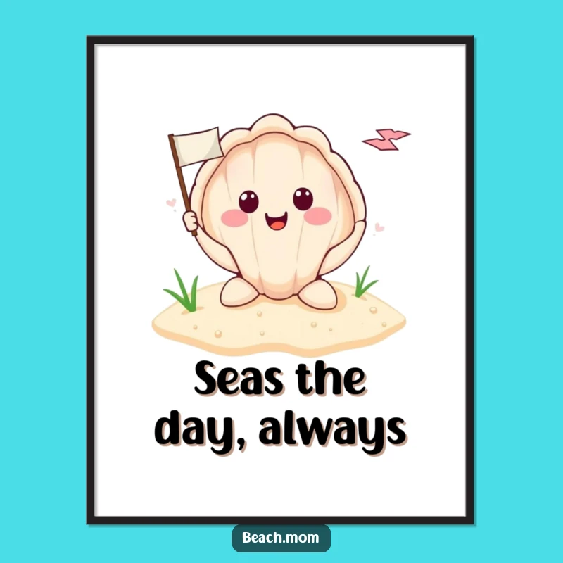 Free Printable Seashell Wall Art: Funny Beach Flag Decor Downloadable