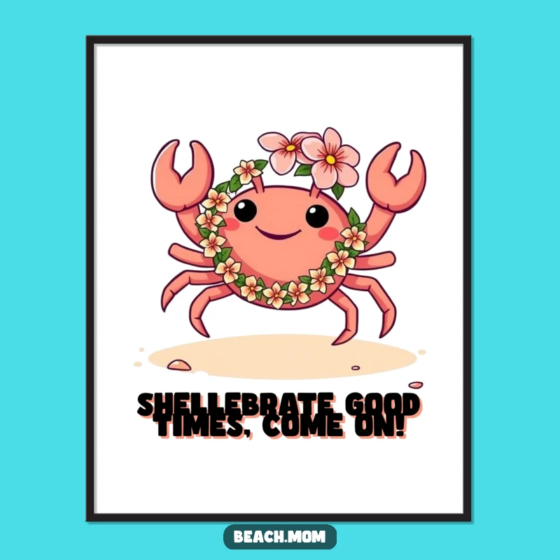 Party Vibe Free Printable Wall Art: Dancing Crab Lei, Fun Tropical Downloadable Decor!
