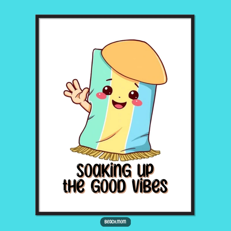 Free Printable Wall Art: Happy Towel Beach Vibe Downloadable Art