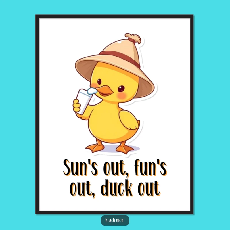 Funny Free Printable Wall Art: Duck Sunbathing, Hilarious Beach Vibe Downloadable Decor!