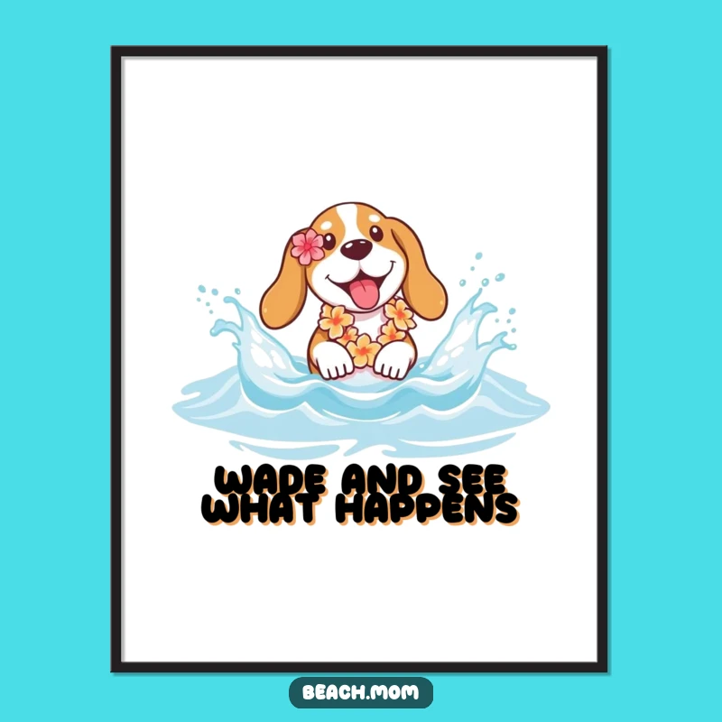 Funny Free Printable Wall Art: Basset Hound Lei Splash - Hilarious DIY Home Decor