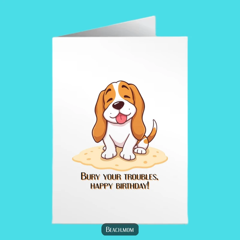 Free Printable Birthday Card: Happy Basset Hound Sighing, Relaxed Doggy Gift