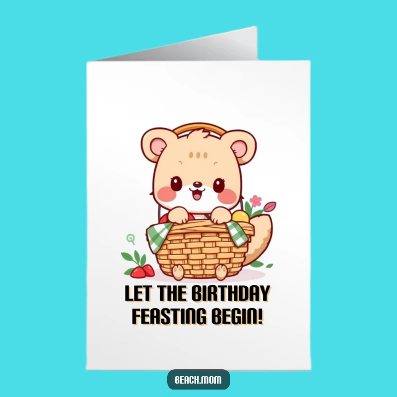 Free Printable Birthday Card: Excited Animal Picnic Adventure - Funny Downloadable Gift!