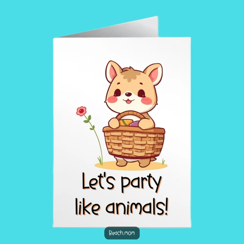 Free Printable Birthday Card: Excited Picnic Animal, Funny Downloadable Gift for Friends!