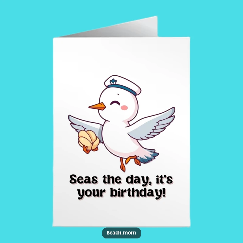 Free Printable Birthday Card: Seagull Sailor Funny DIY Downloadable Gift
