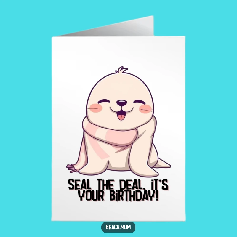 Free Printable Birthday Card: Winking Seal in Towel for Hilarious DIY Gift