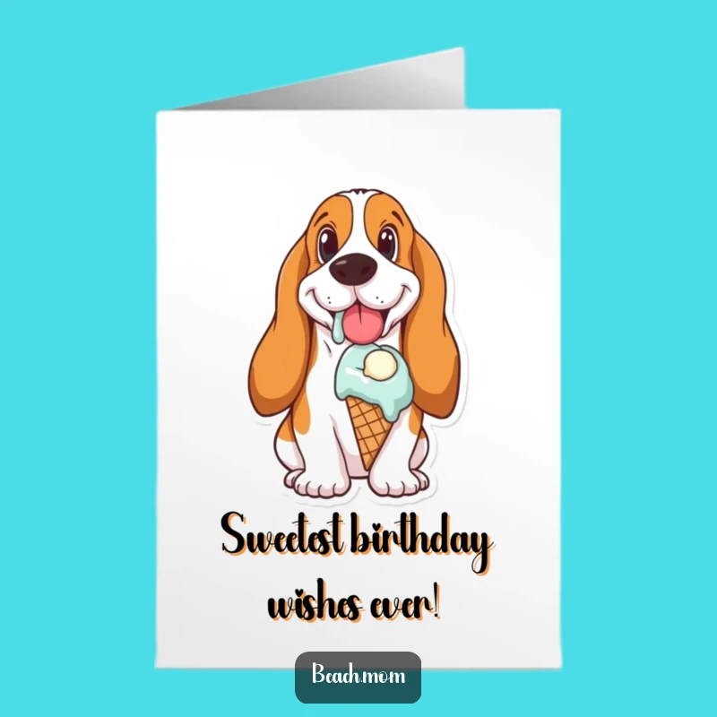 Joyful Free Printable Basset Hound Ice Cream Birthday Card: Sweet Downloadable Gift