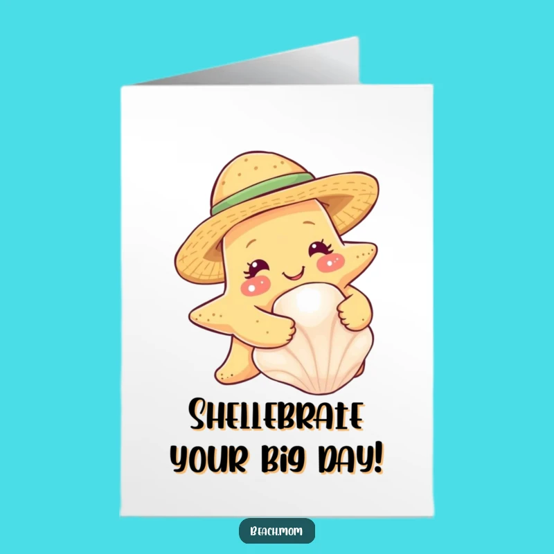 Smiling Starfish Birthday Card Free Printable: Hugging Seashell Downloadable Gift