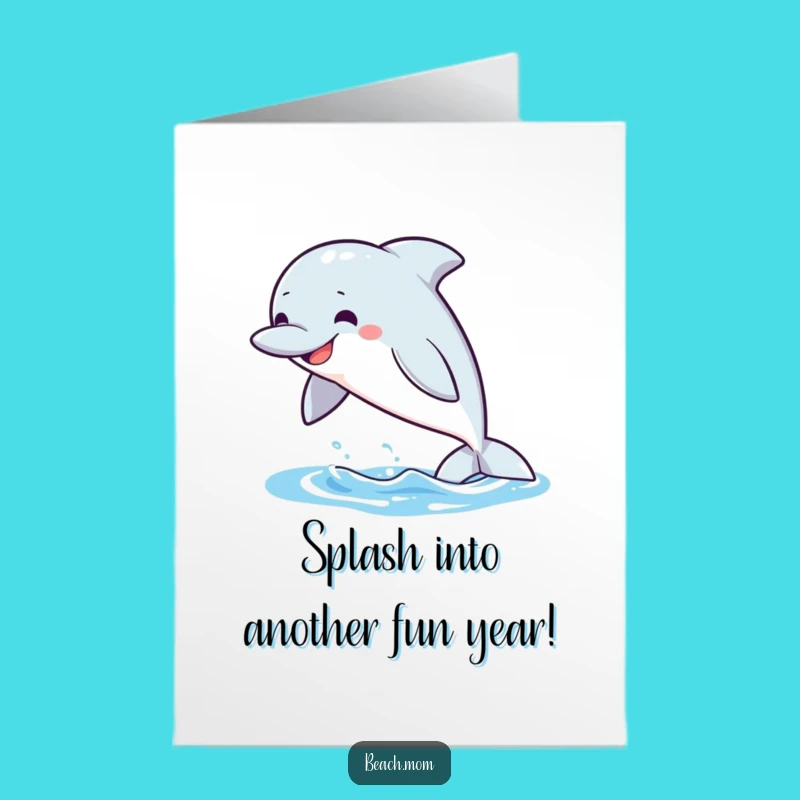 Free Printable Birthday Card: Grinning Dolphin Leap, Funny Ocean Downloadable Fun!