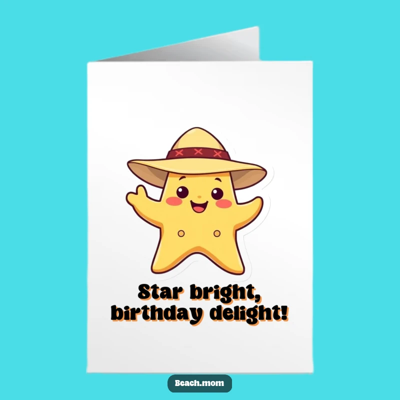 Free Printable Starfish Birthday Card: Sunny & Waving Greetings Downloadable
