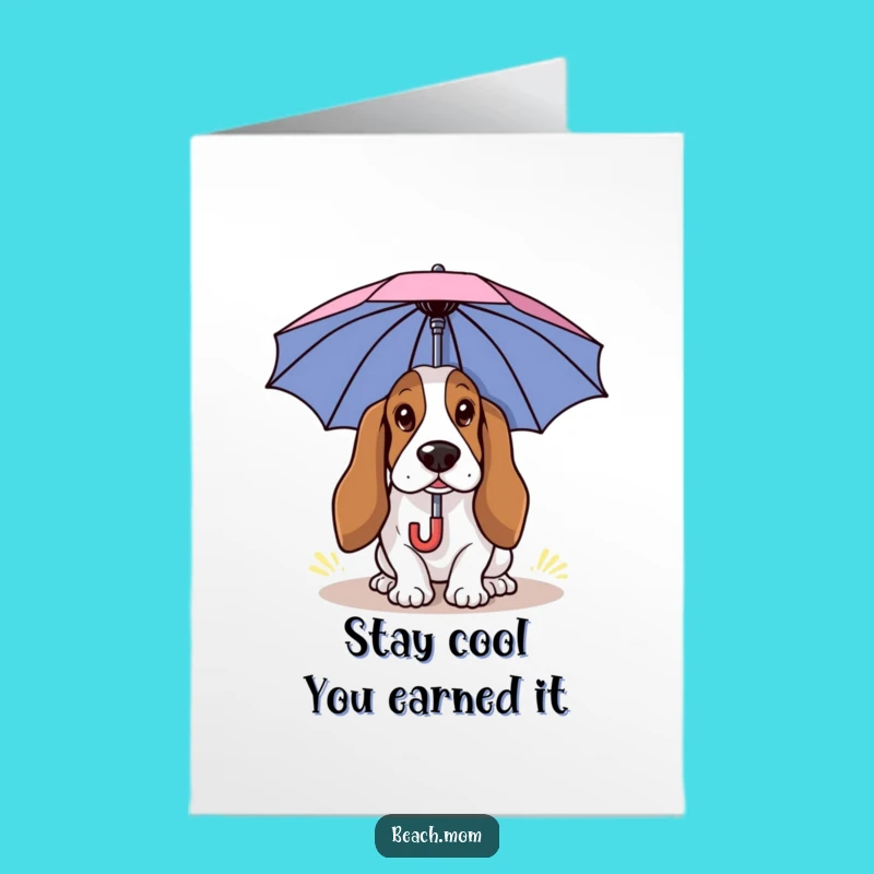 Free Printable Birthday Card: Funny Basset Hound Sun Shade Downloadable Gift