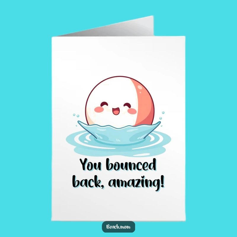 Beach Ball Congrats Card Free Printable: Kawaii Character Downloadable Greeting