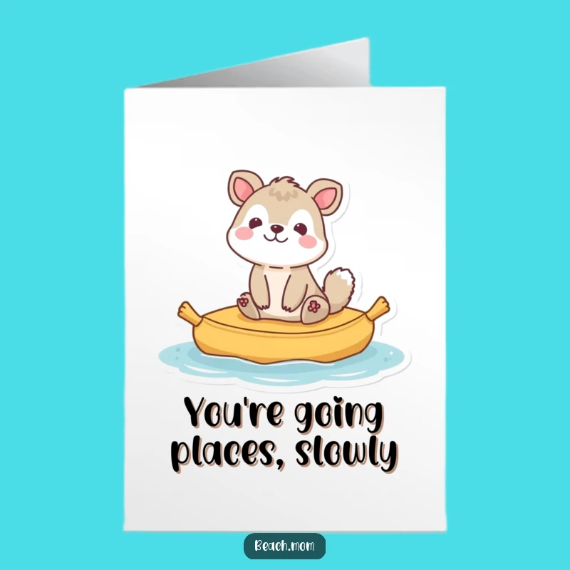 Free Printable Congrats Card: Bobbing Raft Animal, Funny Downloadable Gift for Big Wins!