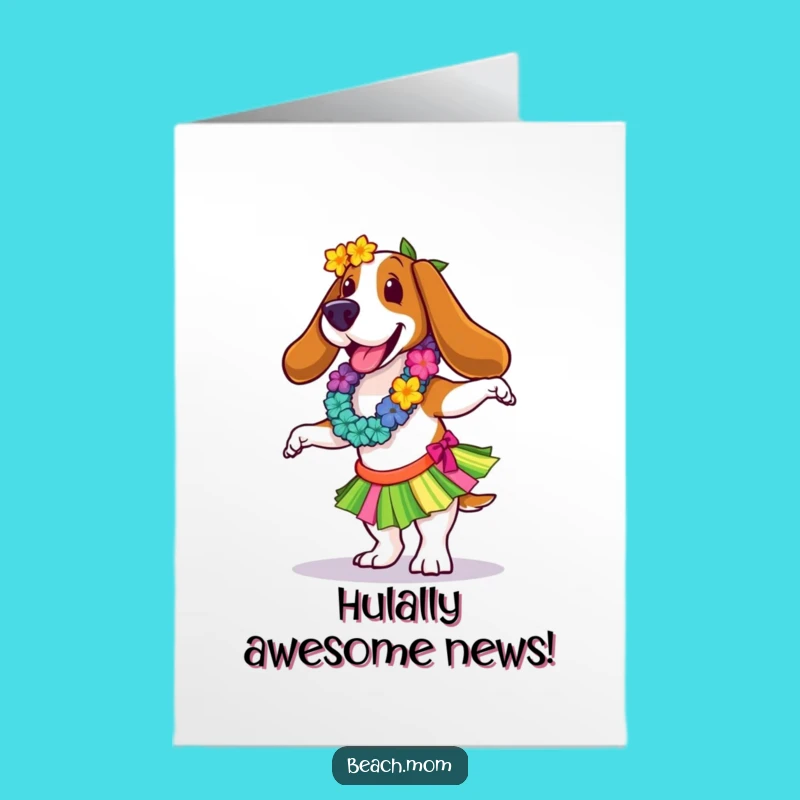 Free Printable Basset Hound Congratulations Card: Dancing Dog Downloadable for Any Win