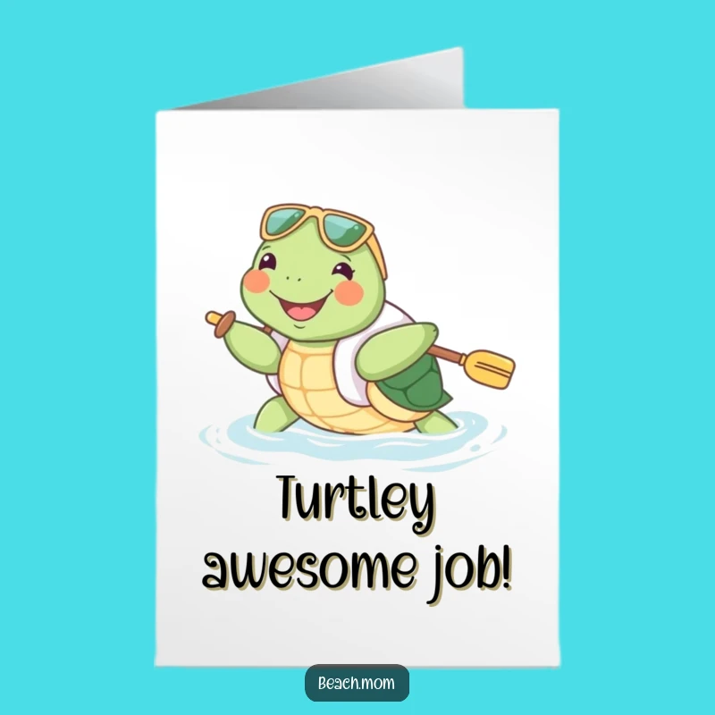 Free Printable Turtle Card: Joyful Floatie Congratulations for Big Wins