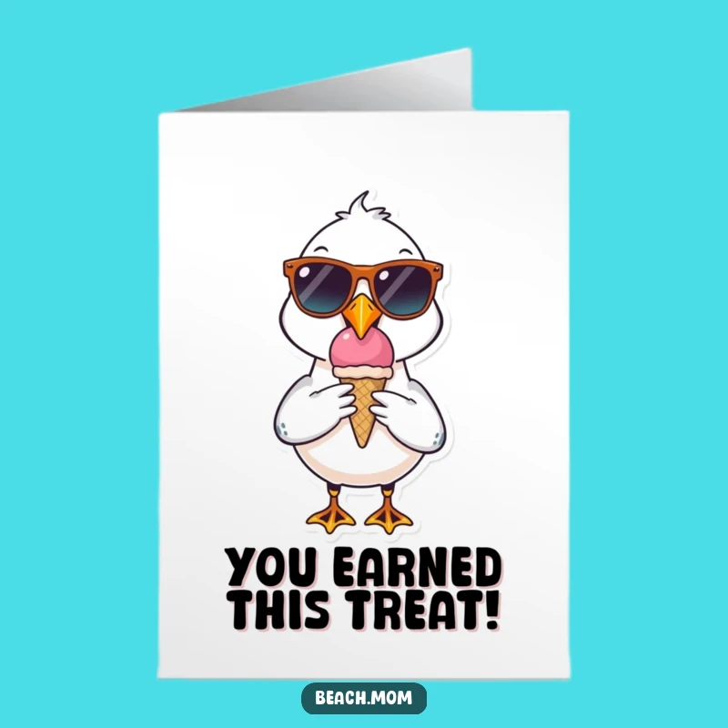 Free Printable Congrats Card: Cool Seagull Ice Cream Funny Downloadable Gift