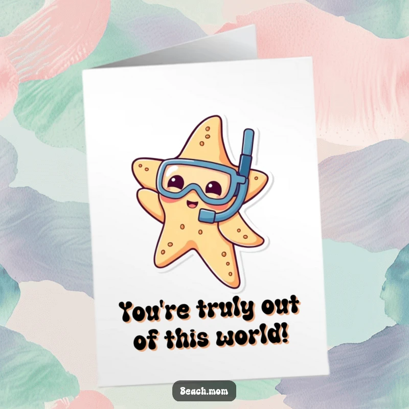 Funny Free Printable Congratulations Card: A starfish with a snorkel dips its arm, celebrating a fantastic success.