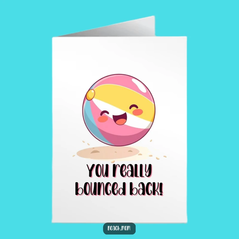 Free Printable Congrats Card: Beach Ball Bouncing Celebration Downloadable Gift