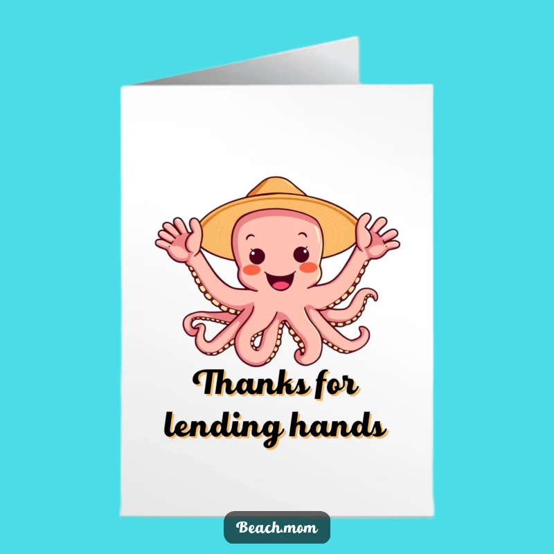 Free Printable Octopus Thank You Card: Funny Waving Arms Downloadable Gift