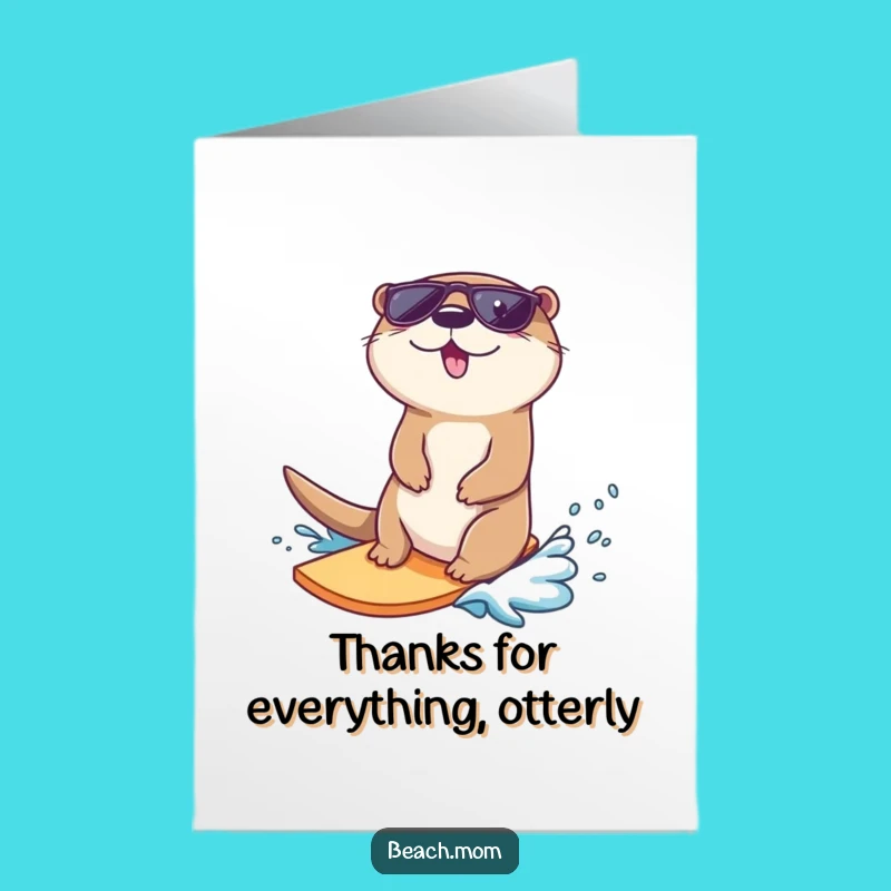 Free Printable Otter Thank You Card: Cool Thanks Wave Downloadable