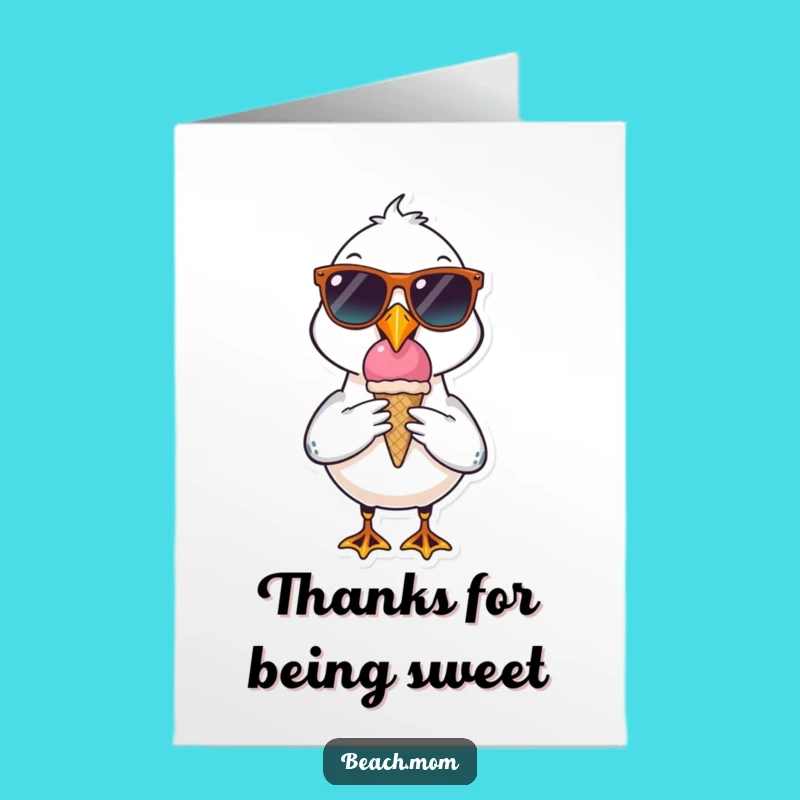 Free Printable Thank You Card: Cool Seagull Ice Cream Funny Downloadable Gift
