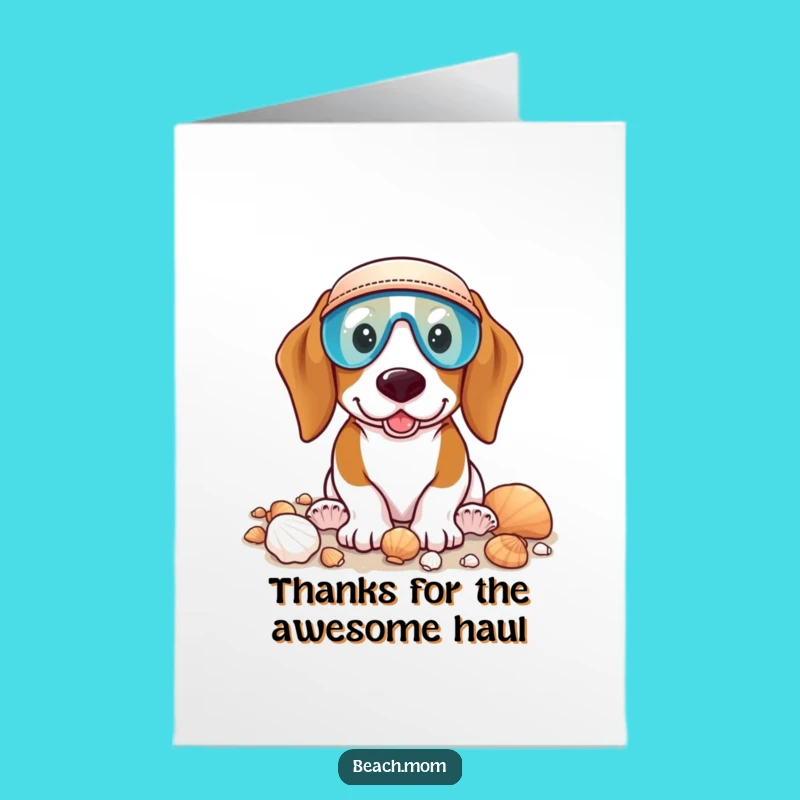Free Printable Thank You Card: Funny Basset Hound Seashell Gratitude Downloadable