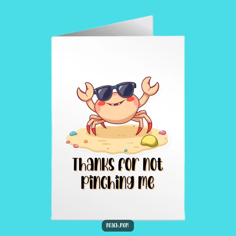 Free Printable Thank You Card: Funny Crab Sunglasses Appreciative Downloadable Gift