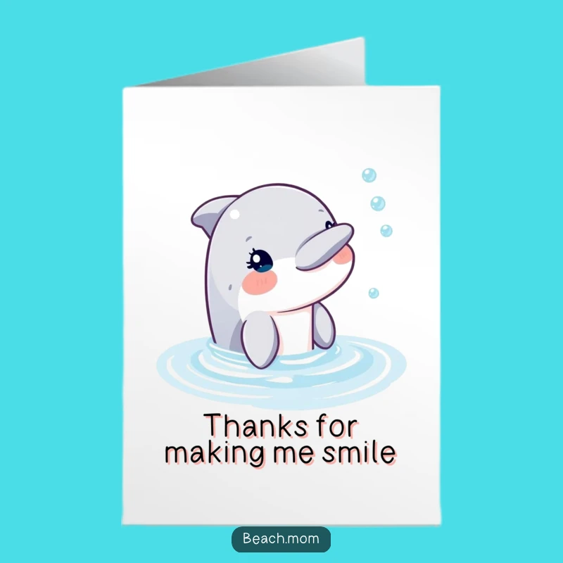 Free Printable Thank You Card: Grateful Dolphin Bubbles DIY Downloadable Gift