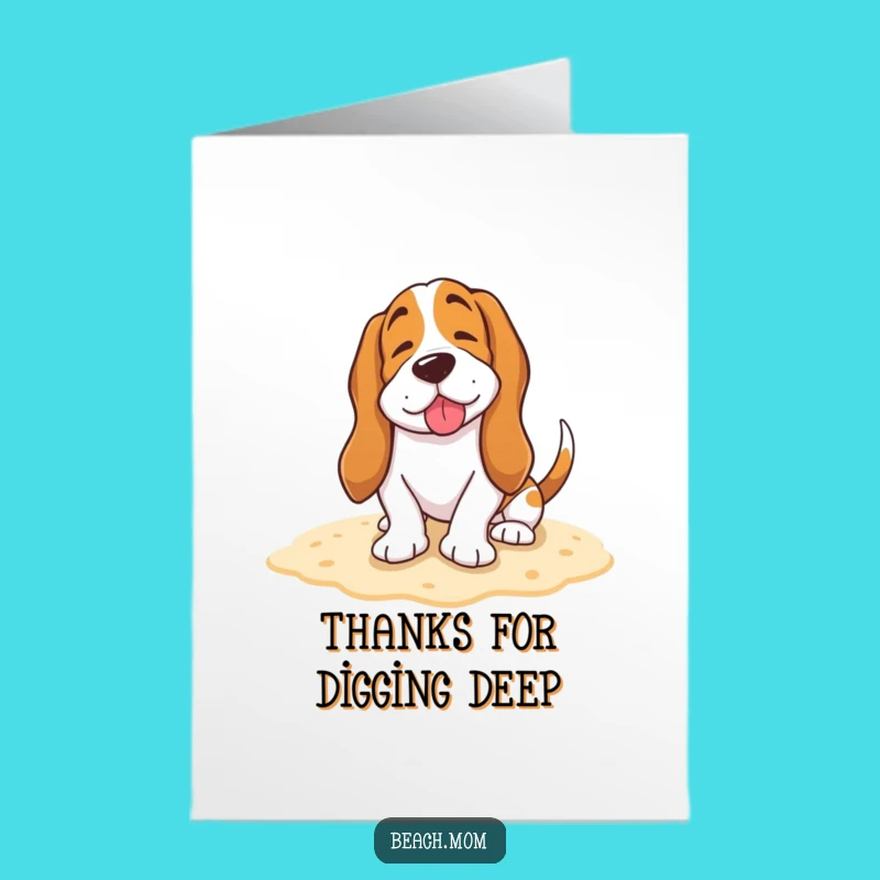 Free Printable Thank You Card: Happy Basset Hound Sighing, Grateful Doggy Gift