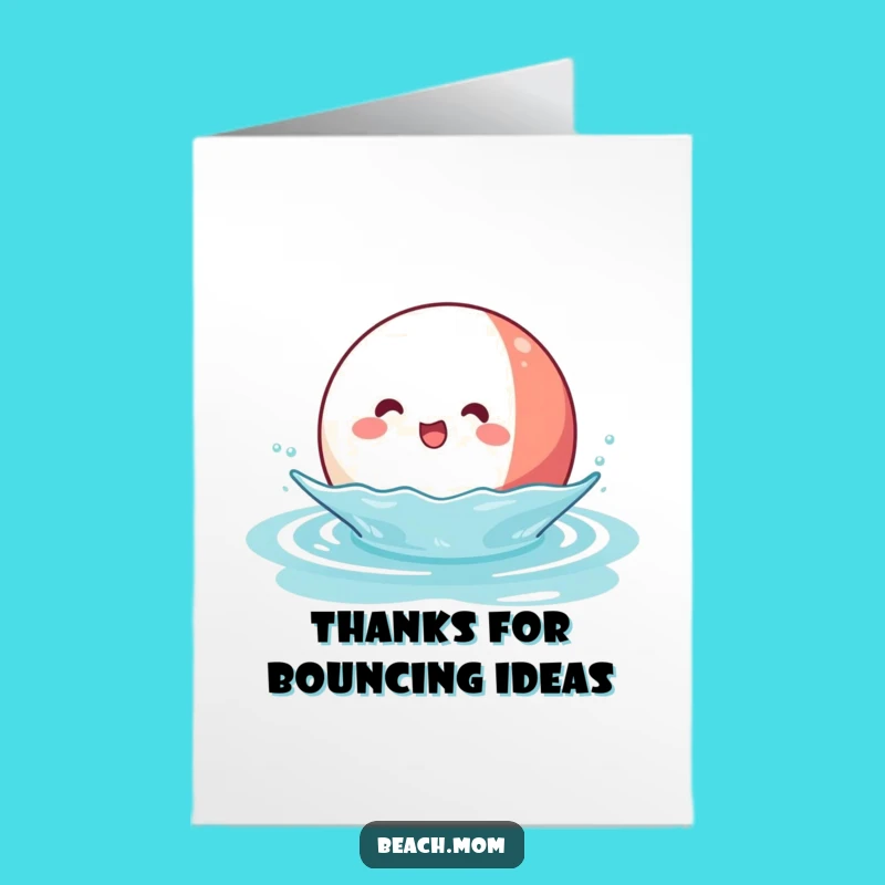 Beach Ball Thank You Card Free Printable: Joyful Bouncing Character Download