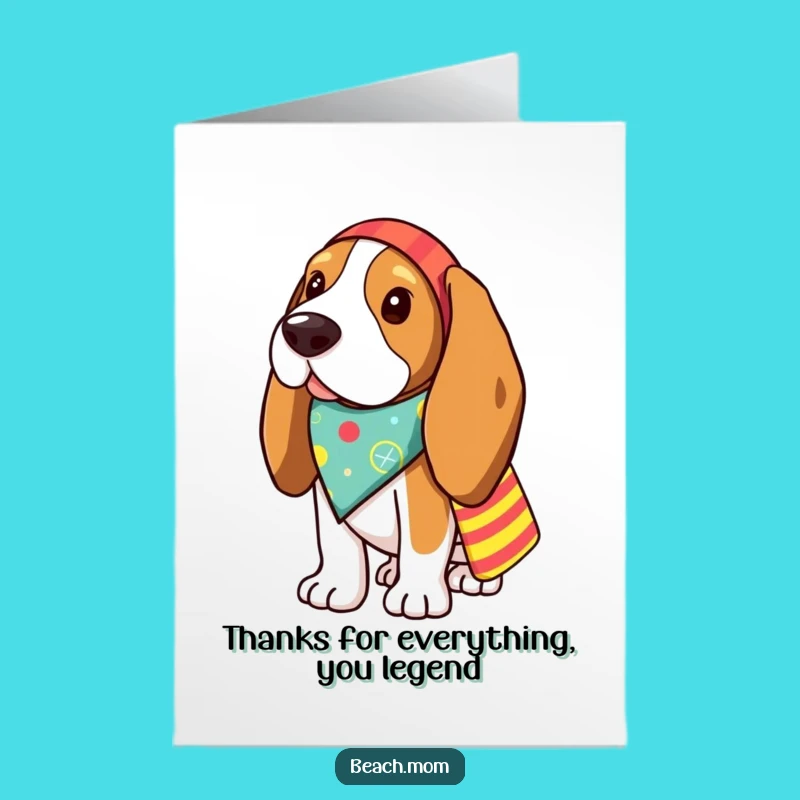Free Printable Thank You Card: Funny Basset Hound Beach Bag Gift