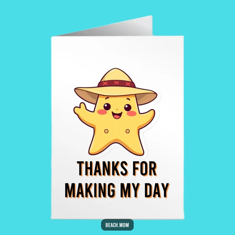 Free Printable Thank You Card: Starfish's Happy Waving Gratitude Downloadable
