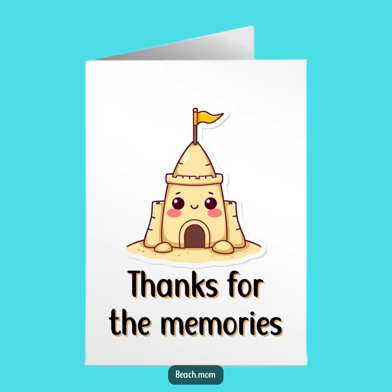Free Printable Thank You Card: Sandcastle Character Gratitude Funny Downloadable Gift