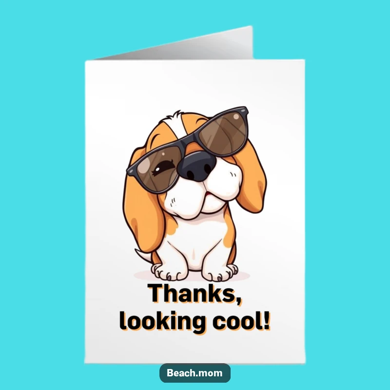 Free Printable Thank You Card - Winking Cool Basset Hound Shades Downloadable