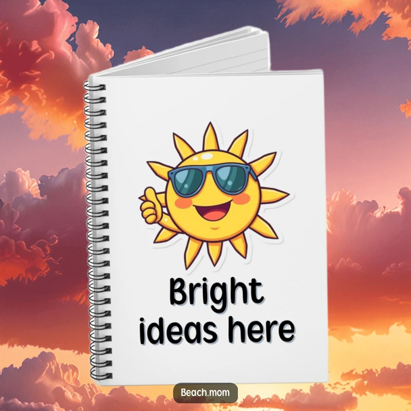 Funny Sun Notebook: A smiling sun with sunglasses gives a thumbs up, perfect for notes.