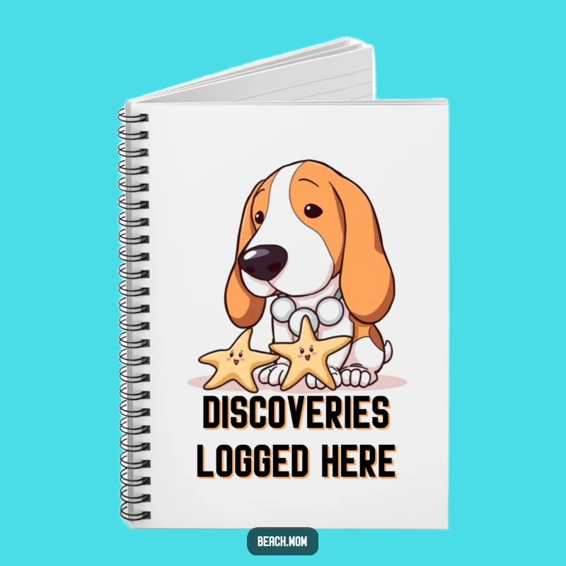 Funny Basset Hound Beach Notebook - Curious Dog Journal