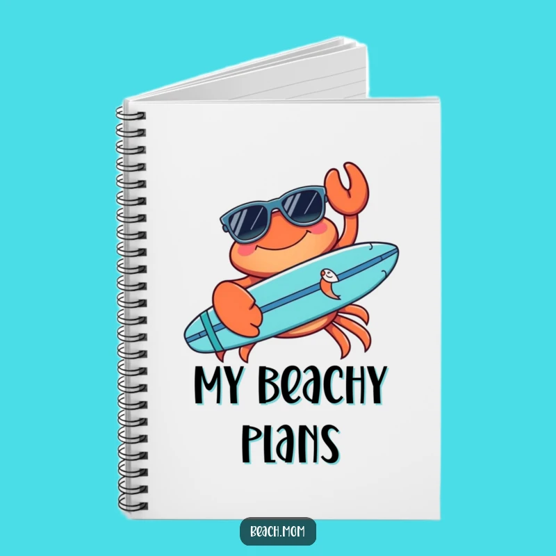 Funny Crab Sunglasses Surfboard Notebook - Jot Down Your Beachy Ideas