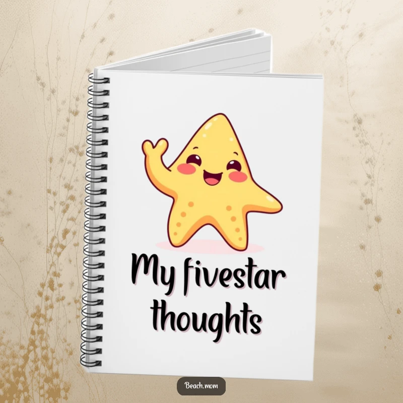 Funny happy starfish notebook with a waving tentacle, perfect for notes or journaling, a humorous and practical accessory.