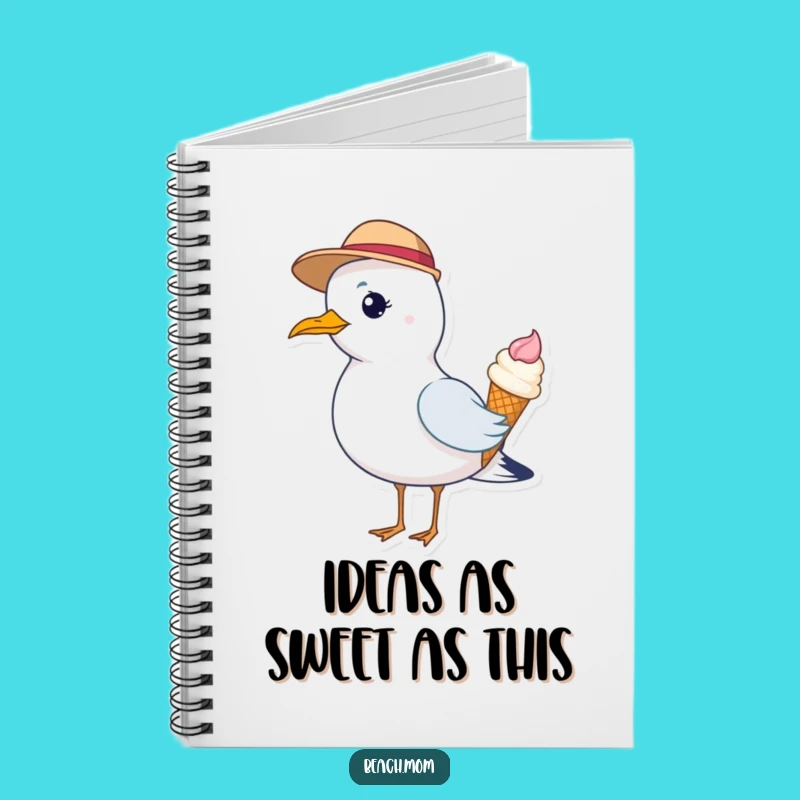 Funny Seagull Notebook: Hat Ice Cream Bird Journal Gift!
