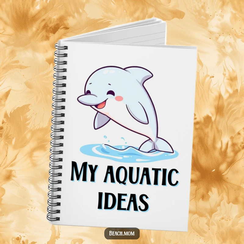 Funny Dolphin Notebook: A dolphin leaps from water with a grin, perfect for notes.