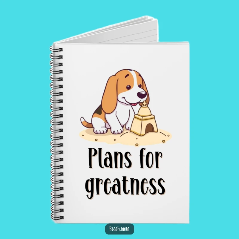 Funny Basset Hound Sandcastle Notebook - Focused Creator Journal Gift