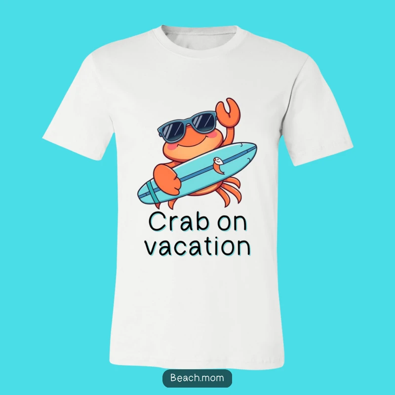 Funny Crab Sunglasses Surfboard T-Shirt - Hilarious Beach Apparel