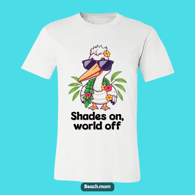 Funny Pelican Shades Lei T-Shirt - Hilarious Tropical Bird Tee!