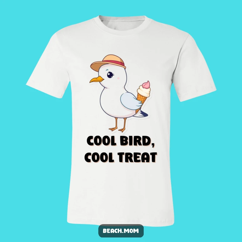 Funny Seagull Ice Cream T-Shirt: Stylish Hat Bird Tee Gift!