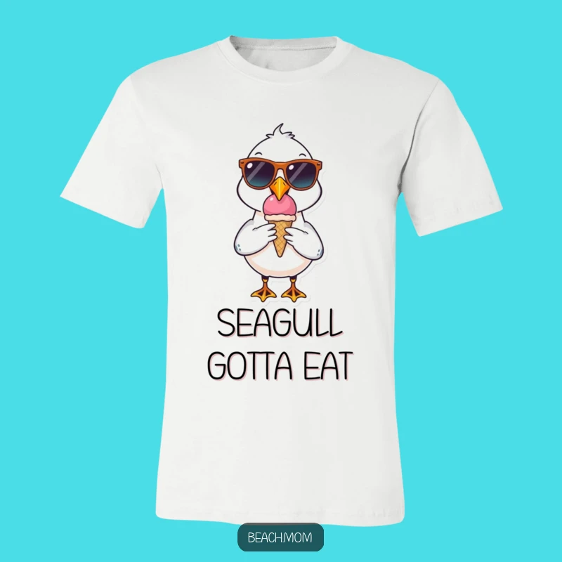 Funny Seagull T-Shirt: Cool Sunglasses Ice Cream Character Tee, Gift