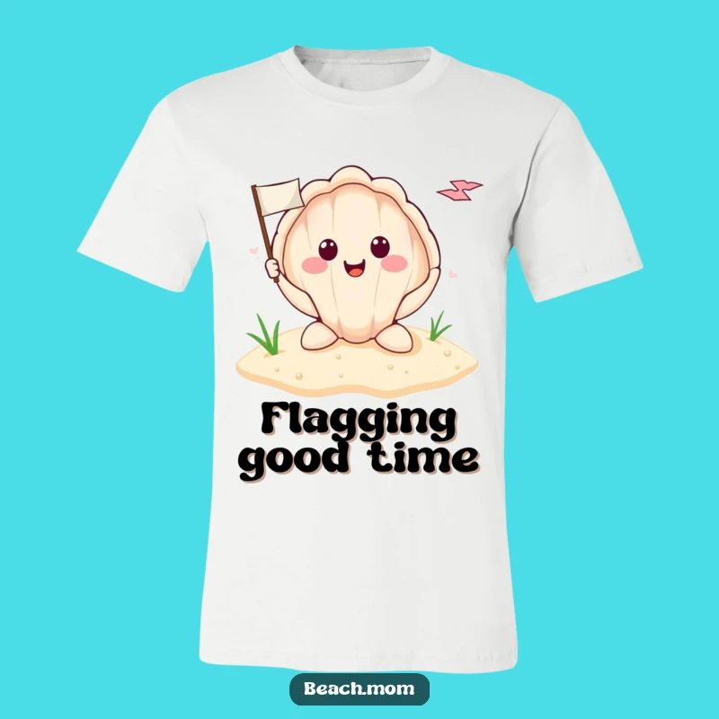 Funny Seashell Flag T-Shirt: Humorous Beach Landmark Tee for Coastal Souls