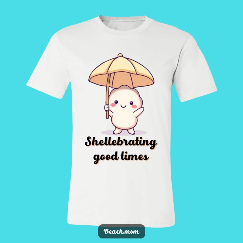 Funny Smiling Seashell T-Shirt: Beach Umbrella Fun, Perfect Summer Gift Tee